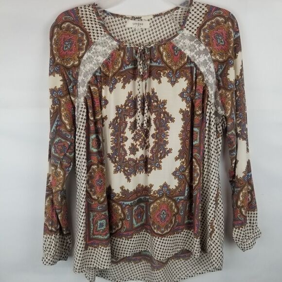 Cute UMGEE USA BOHO TOP WITH FRONT TIE. FLORAL DESIGN. SIZE S. - Picture 7 of 14